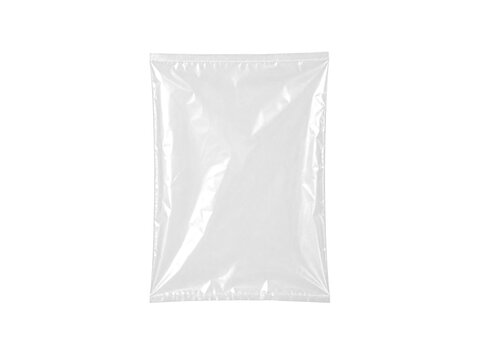 Empty poly bag isolated on white background.