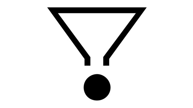 Minimalist vector icon illustration of a classic marketing funnel with a single drop of liquid exiting the bottom, symbolizing lead conversion, sales pipeline, and business process optimization.