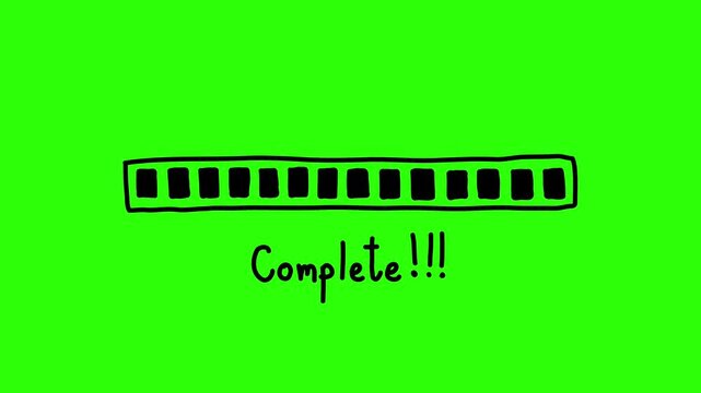 Animated video loading counter bar game process progress computer battery, banner green screen background