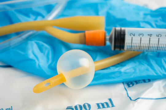 Foley catheter and urine drainage bag collect urine for disability or patient in hospital.
