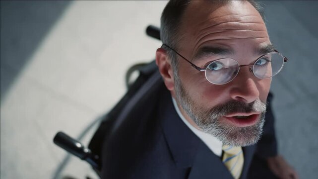 Happy elderly gentleman in a suit and tie with glasses.