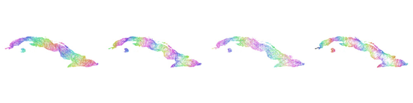 Multicolored sketch Cuba map design set
