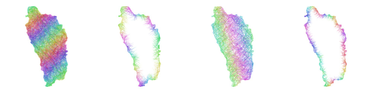 Rainbow sketch Dominica map design set