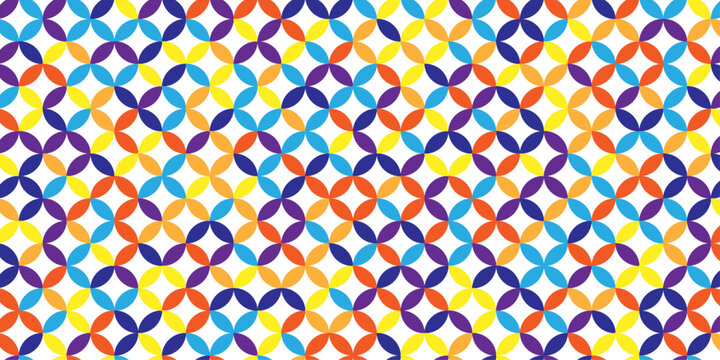 seamless pattern with abstract lines and flower design. Abstract geometric fabric circle floral pattern. Hawaiian tropical seamless pattern.