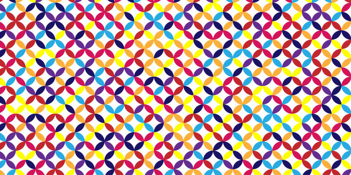 seamless pattern with abstract lines and flower design. Abstract geometric fabric circle floral pattern. Hawaiian tropical seamless pattern.