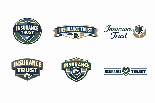 Insurance trust logo set, creating concepts for secure financial protection and reliable business branding