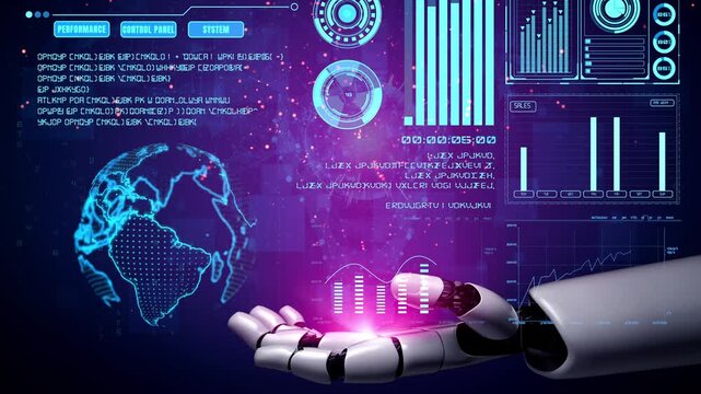 AI artificial intelligence drives data analytics with predictive models, smart dashboards, and virtual assistant insights for data-driven business decisions.