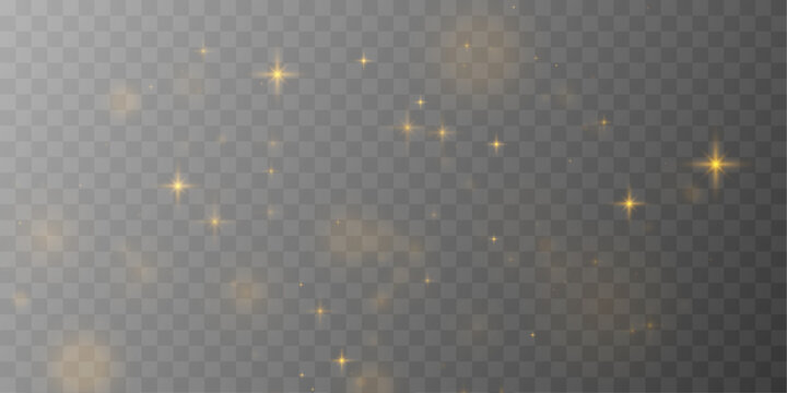 Golden sparkle dust with star shapes and smooth gradients. Elegant glow adds beauty and charm. Perfect design element for visuals. vector
