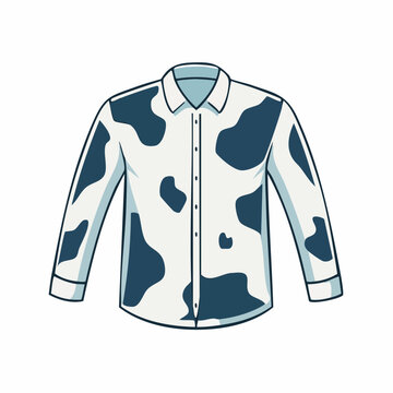 Cartoon illustration of a long-sleeved shirt with a cow print pattern