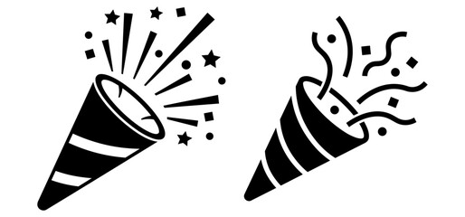 Party popper and confetti cracker vector icon set for celebration © Rani