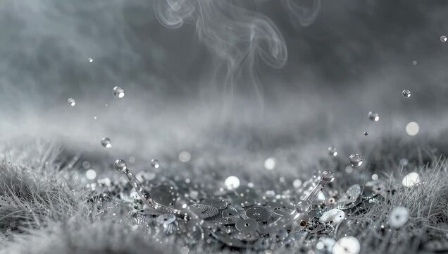 Liquid Droplet Creating a Splash with Water Vapor Rising