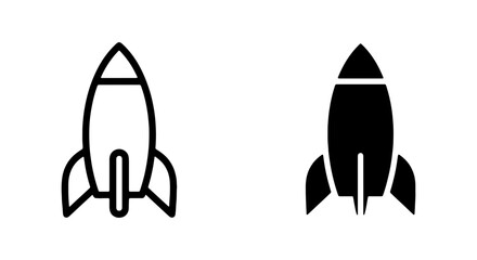 Black and white rocket ship icons in different styles © MDNAHID