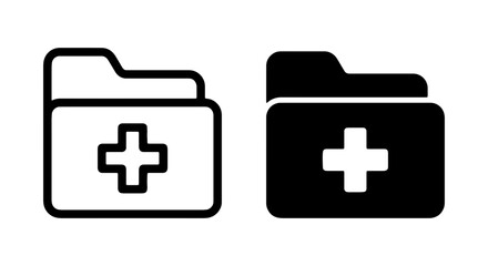 Fototapeta premium Medical folder icons with cross symbol on for healthcare and medicine concepts