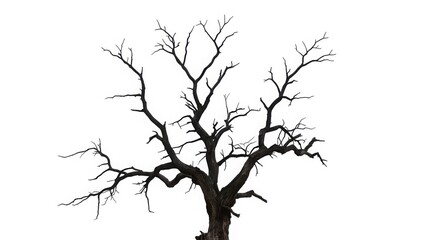 Fototapeta premium bare winter tree with gnarled branches against white sky minimalist nature scene