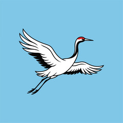 Fototapeta premium Flying White Bird With Red Head.