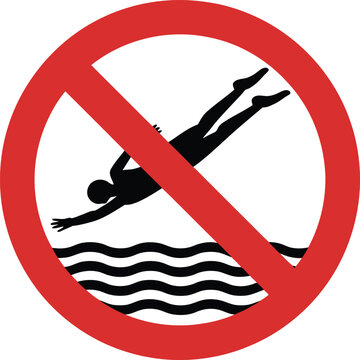 No swimming prohibition symbol icon Vector