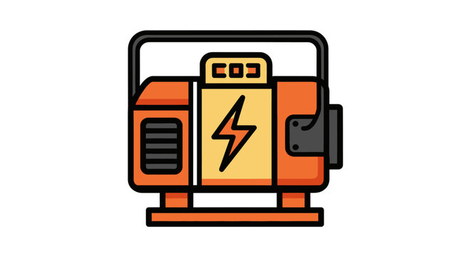 Orange portable electric generator icon isolated on white background
