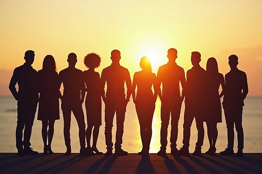 Promoting Workplace Diversity and Inclusion: Diverse Business Leaders Uniting in Silhouette