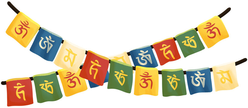 Buddhist Prayer Flags Illustration