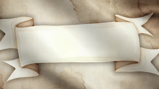 Animated Vintage Parchment Banner Waving Gently On An Aged Antique Paper Background With Subtle Motion And Neutral Tan Tones