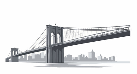 Fototapeta premium Iconic suspension bridge spans across a city skyline with water in the foreground