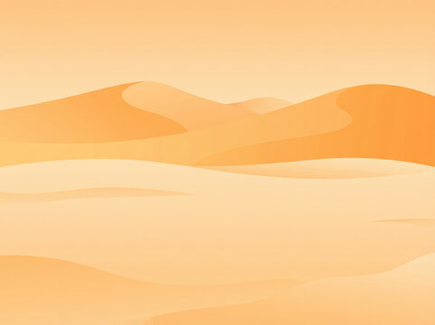 Minimal orange desert sand dunes landscape illustration with layered gradients and soft horizon for background banner and modern design use