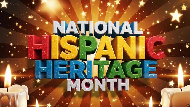 National Hispanic Heritage Month text with glowing candles and stars