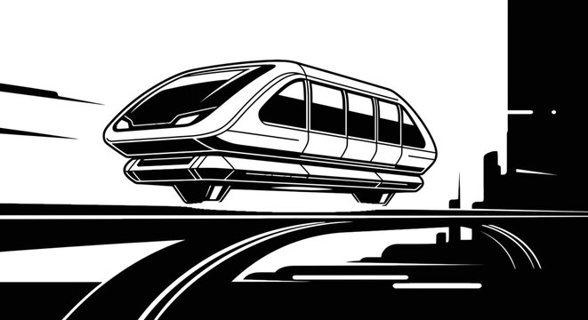 Monorail Train in Motion Fast Travel.
