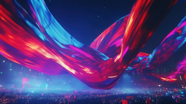 Abstract Light Patterns Projected Onto Vast Inflatable Surface