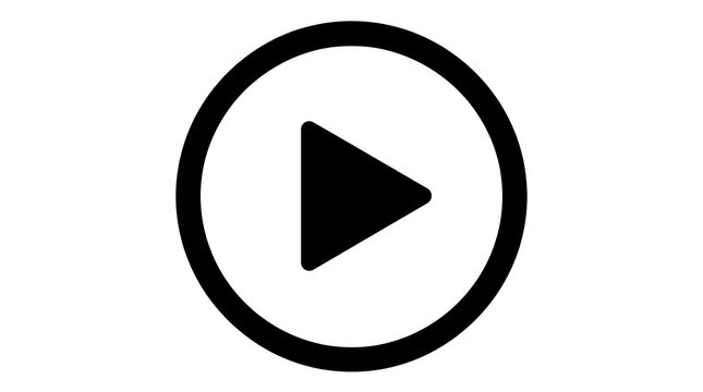 Black play button icon isolated on transparent background