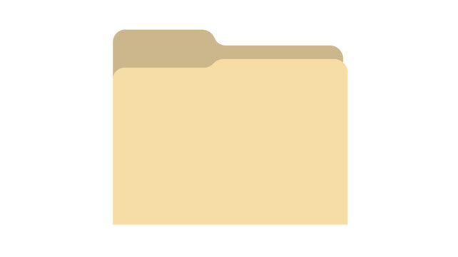 Minimalist manila file folder vector illustration icon for business organization, office documentation, data storage, and digital filing system interface design, isolated on white background.