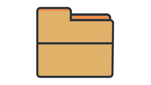Manila file folder vector icon illustration. Minimalist flat design of an office document organizer with orange tab. Scalable graphic for business, administration, and data storage.