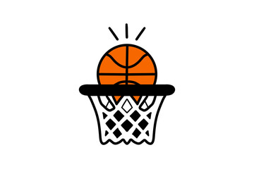 Cute Cartoon Basketball Hoop with Ball Icon Illustration Isolated on Transparent Background © Overdoser