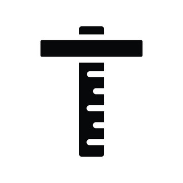 T-square ruler drafting tool in flat style, technical drawing equipment illustration isolated on white.