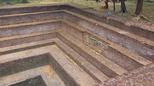 Shot of Kumara Pokuna (Prince&rsquo;s Pond) in Polonnaruwa, Sri Lanka, a royal bathing pool built in the 12th century by King Parakramabahu I, part of the Alahana Pirivena monastic complex