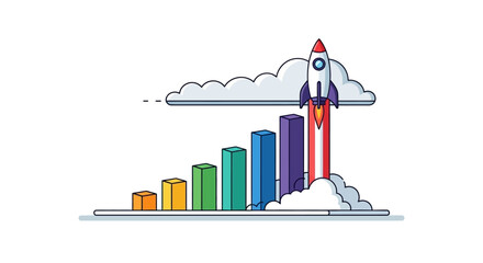 Rocket Ship Launching into Clouds High. © winih