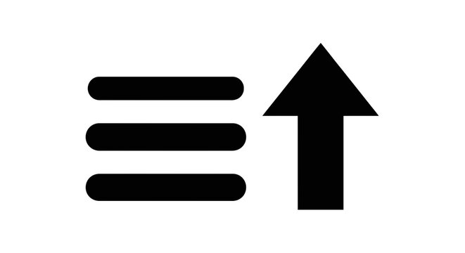 Black menu icon with arrow pointing up.