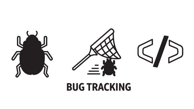 Vector Illustration Of Bug Tracking Concept With Insects And Code For Software Development And Debugging Isolated On Transparent Background