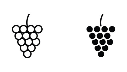 Naklejka premium Bunch of grapes silhouette and outline icon for vineyard and winery design vector illustration