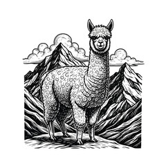 Obraz premium Detailed illustration of an alpaca animal.