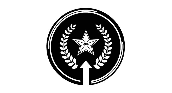Black and white star emblem icon.