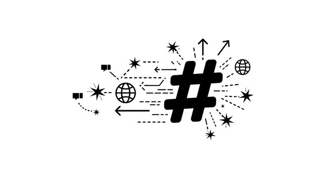 Black Number Sign Symbol Icon.