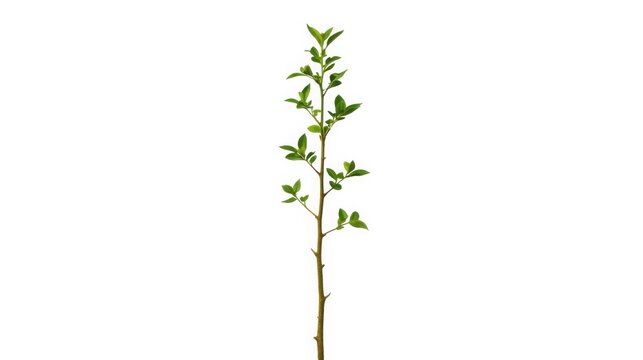 young green sapling plant isolated on white background minimal growth concept