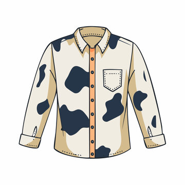 Cow Print Long Sleeve Shirt Illustration