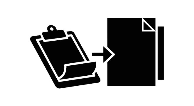 Clipboard with paper to digital document.