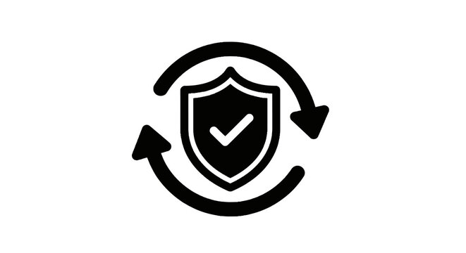Shield with checkmark and arrows.