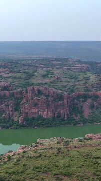 Vertical Aerial View of Gandikota Canyon and Pennar River Andhra Pradesh India