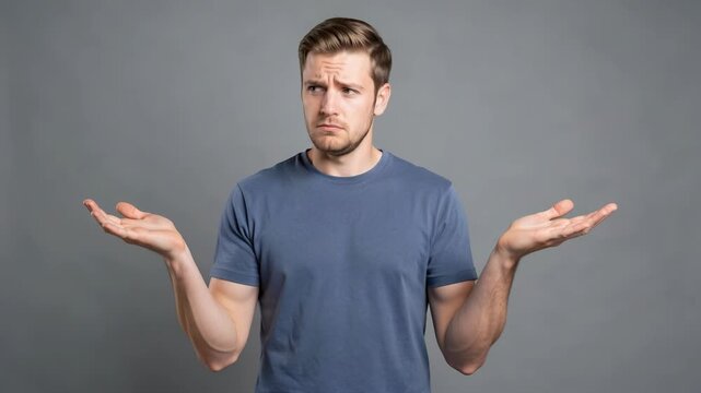 A young man with a puzzled expression on his face and hands outstretched as if trying to make sense of something.