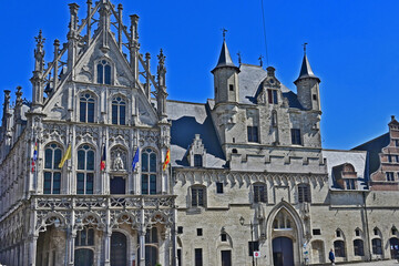 Fototapeta premium Malines (Mechelen): il Municipio (Stadhuis van Mechelen), nella piazza Grote Markt, Fiandre, Belgio