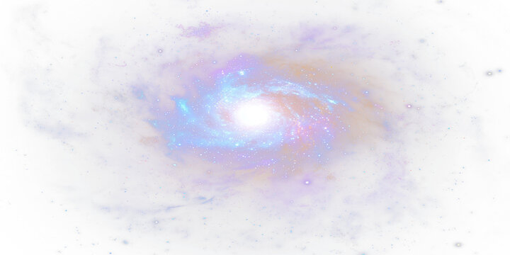 Neon blue and purple vortex with glowing orange core. Abstract energy spiral isolated on transparent PNG background.
